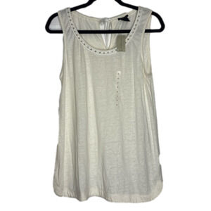 ANN Taylor Shirt Tank Top White Cream Blouse Sleeveless Neutral Summer Shirt